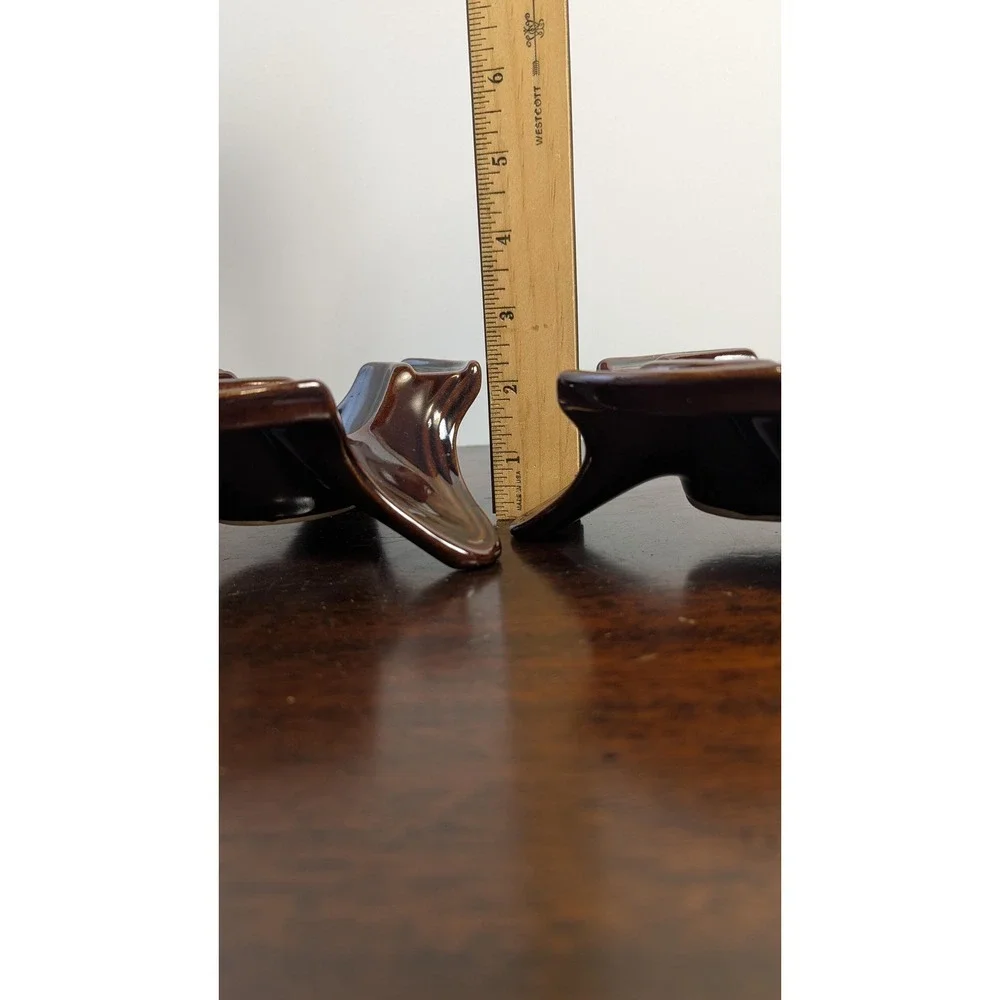 Vintage Brown Drip Glaze USA Pottery Candle Holders, Mid Century Rustic Decor